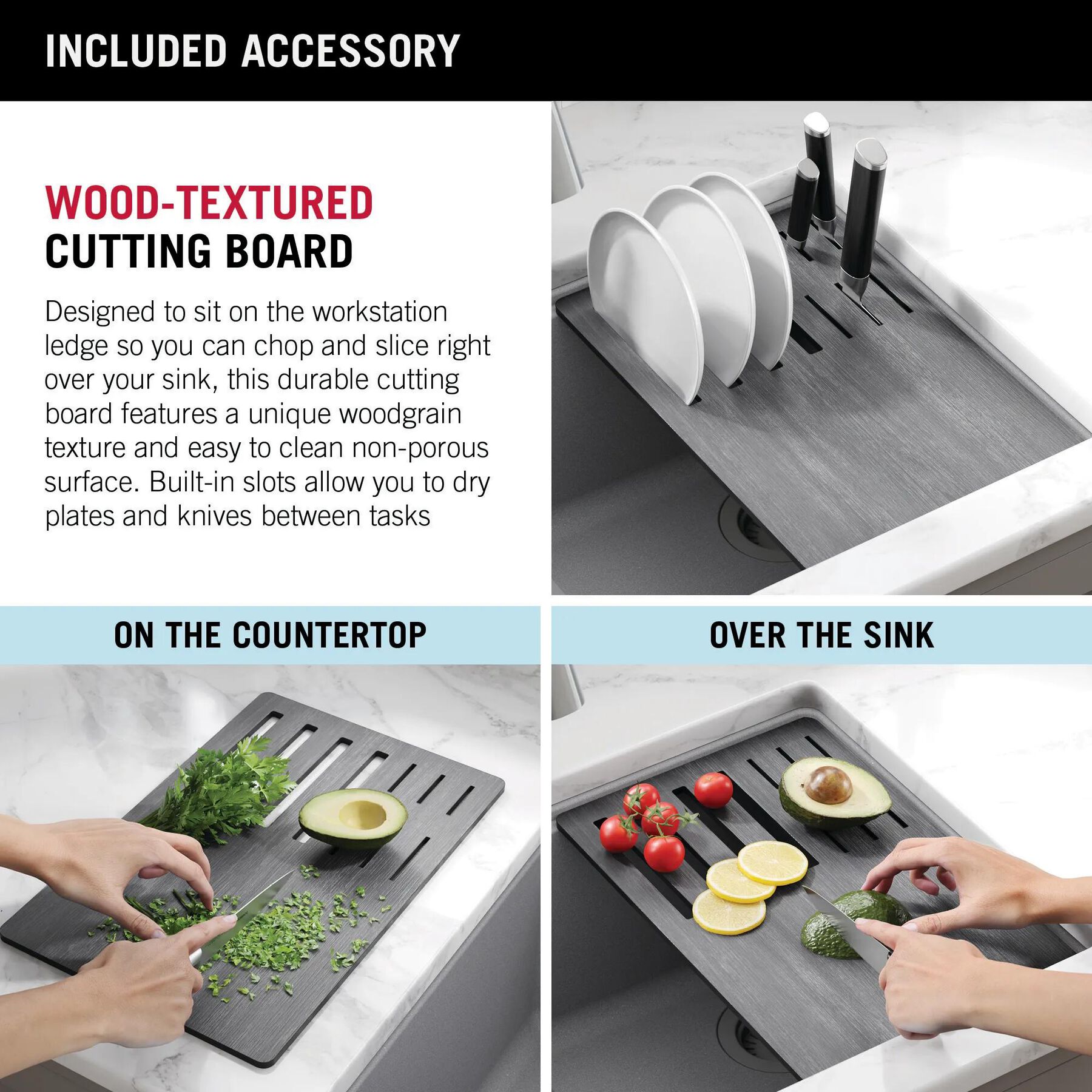 32&rdquo; Granite Composite Workstation Kitchen Sink Undermount Single Bowl with WorkFlow&trade; Ledge and Accessories in Dark Grey